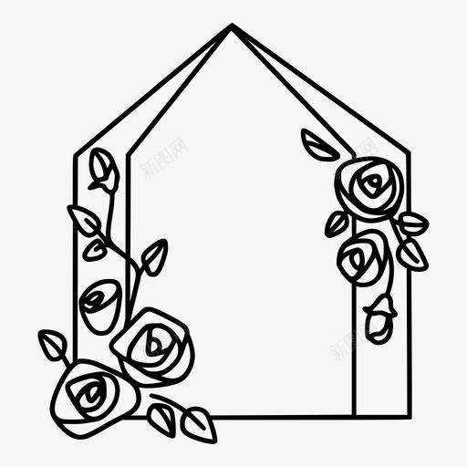 多边形框架花几何图标svg_新图网 https://ixintu.com 几何 多边形框架 植物 玫瑰 花 花架