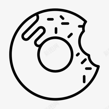 甜甜圈咖啡图标1轮廓图标