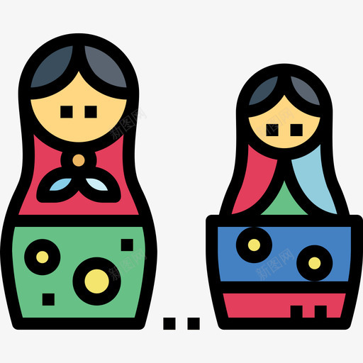 Matryoshka3岁儿童线性颜色图标svg_新图网 https://ixintu.com 3岁儿童 Matryoshka 线性颜色