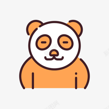 熊猫熊动物园19线性颜色图标图标