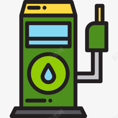 加油站能源生态3线条色彩图标图标