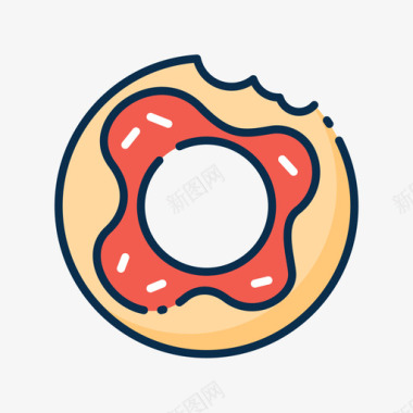甜甜圈街头食品6线性颜色图标图标