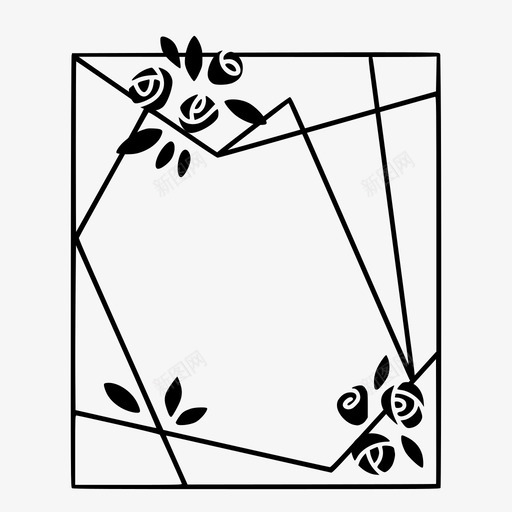 多边形框架花几何图标svg_新图网 https://ixintu.com 几何 叶子 多边形 框架 玫瑰 花架