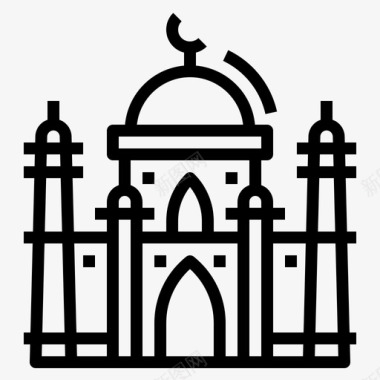 清真寺59号建筑物直线形图标图标
