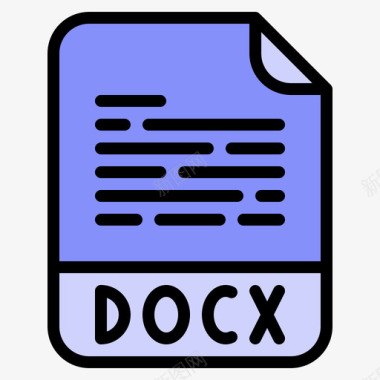 Docx文件扩展名线性颜色图标图标
