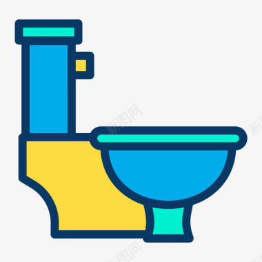 卫生间浴室29线性颜色图标图标