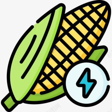 玉米可持续能源43线性颜色图标图标