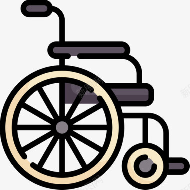 轮椅残疾人援助9线性颜色图标图标