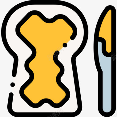 烤面包床和早餐30线性颜色图标图标