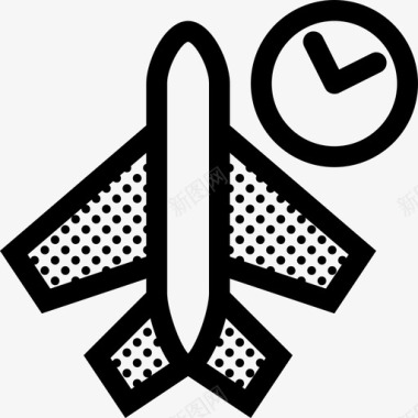 旅行时间飞机时钟图标图标