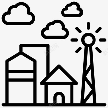 家庭风车农业仓库温室图标图标