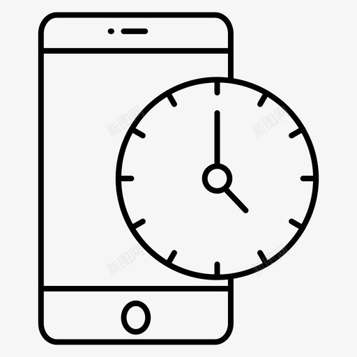 手机电话时间图标svg_新图网 https://ixintu.com 商务旅行 手机 时间 电话