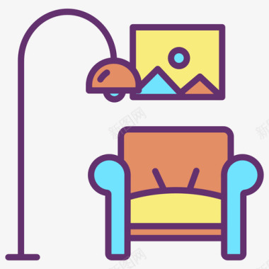 扶手椅家具装饰4线性颜色图标图标
