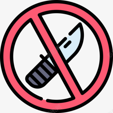 禁止使用武器禁止使用信号5线性颜色图标图标