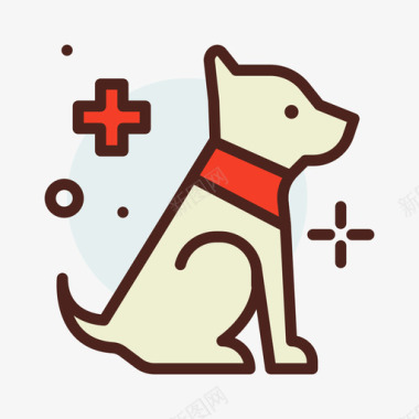 服务犬残疾3线性颜色图标图标
