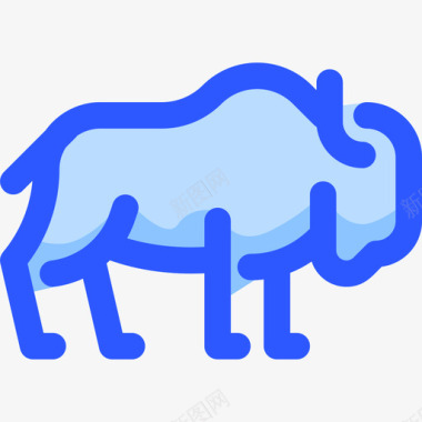 野牛野生动物8蓝色图标图标