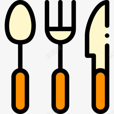 线性餐具10色夏令营图标图标