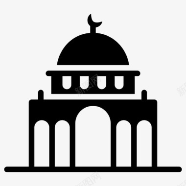 圆顶历史清真寺耶路撒冷地标图标图标