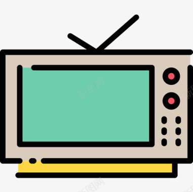 电视80年代图标2线性颜色图标