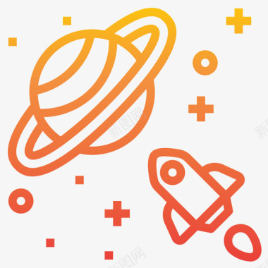 火箭太空和星系4梯度图标图标