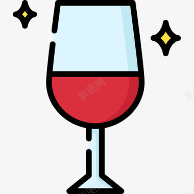 葡萄酒58号酒吧线性颜色图标图标