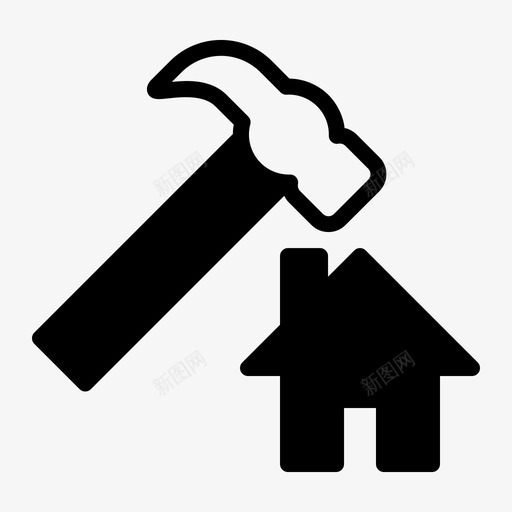 修房子造房子锤子图标svg_新图网 https://ixintu.com 修房 房子 造房 锤子