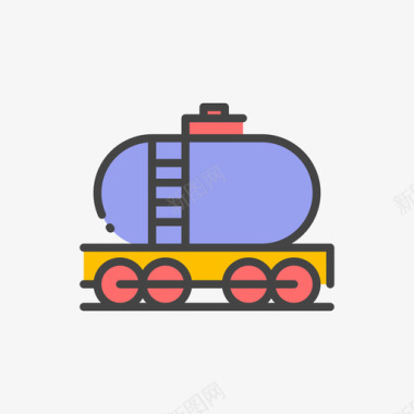 燃油火车和铁路2线颜色图标图标