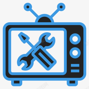 电视设备服务蓝色图标图标