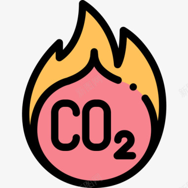 二氧化碳工业68线性颜色图标图标
