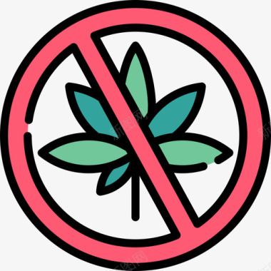 禁止毒品禁止信号5线颜色图标图标