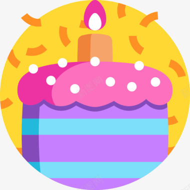 生日蛋糕派对庆祝8扁平图标图标