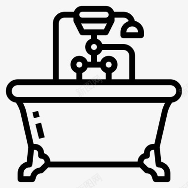 浴缸浴室酒店图标图标