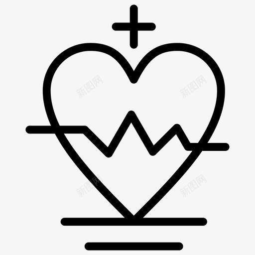 心脏心电图心率图标svg_新图网 https://ixintu.com 加粗 医学 心率 心电图 心脏 粗线