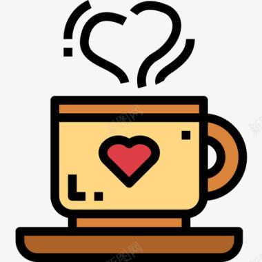 咖啡杯love95线性颜色图标图标