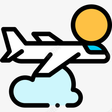 飞机153机场线性颜色图标图标