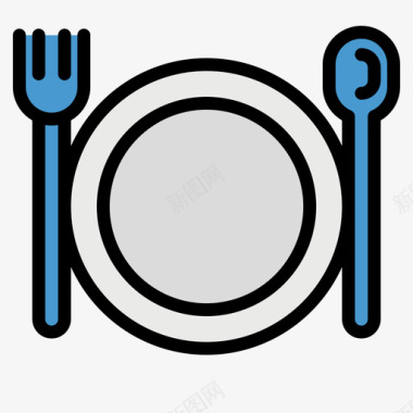 晚餐送餐65线性颜色图标图标