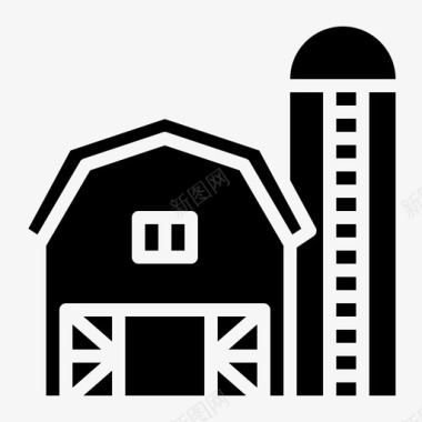 谷仓建筑农作物图标图标