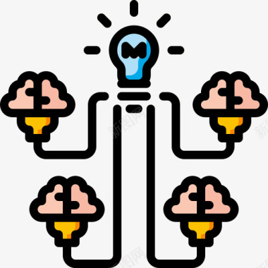 头脑风暴业务团队3线性颜色图标图标