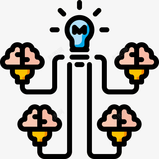 头脑风暴业务团队3线性颜色图标svg_新图网 https://ixintu.com 业务团队3 头脑风暴 线性颜色