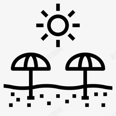 沙滩伞夏季111直线型图标图标