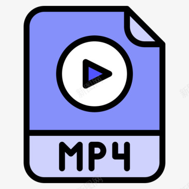 Mp4文件扩展名线性颜色图标图标