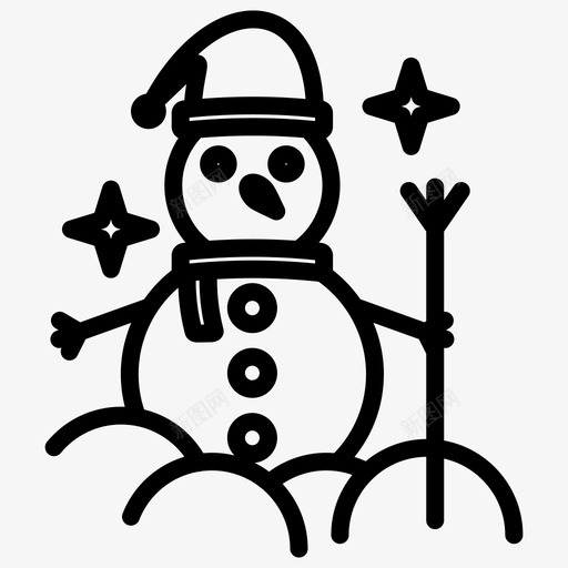 降雪圣诞节雪人图标svg_新图网 https://ixintu.com 冬天 圣诞节 圣诞节加粗线条集215 降雪 雪人
