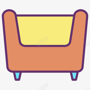 扶手椅家具装饰4线性颜色图标图标