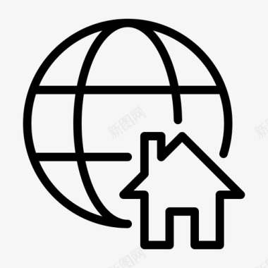 家庭网站地球房子图标图标