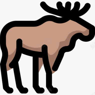 驼鹿野生动物7线形颜色图标图标