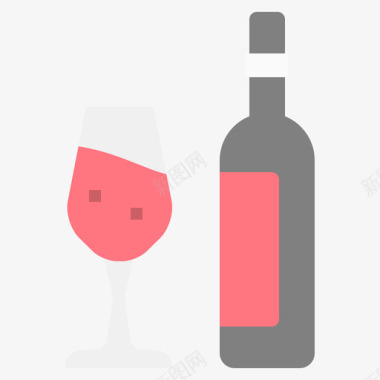 葡萄酒感恩节107平淡图标图标