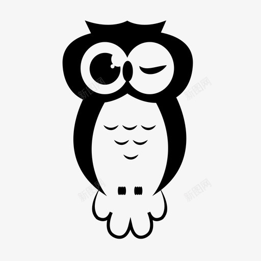 眨眼猫头鹰小鸟图标svg_新图网 https://ixintu.com 小鸟 猫头鹰 眨眼