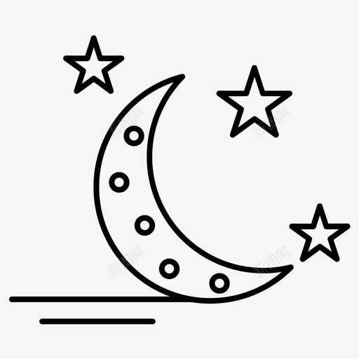 新月月亮星星图标svg_新图网 https://ixintu.com 新月 星星 月亮