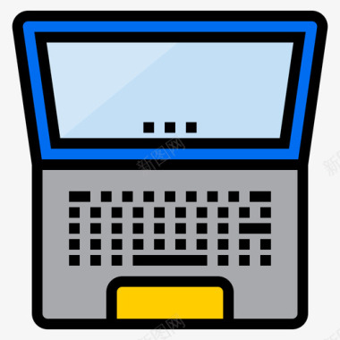 笔记本电脑计算机和网络4线颜色图标图标
