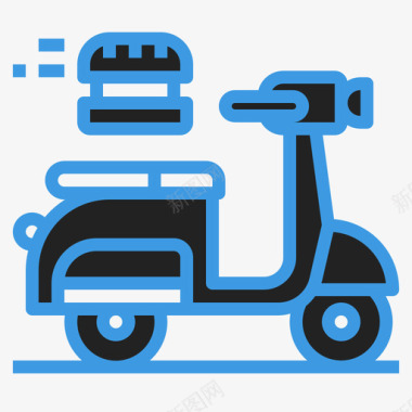 踏板车食品运送74蓝色图标图标